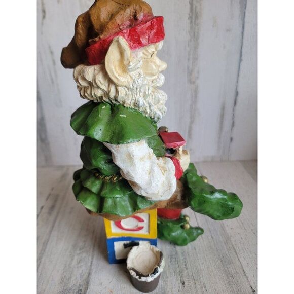 Rustic sitting toy making elf train painting Santa Helper Xmas figure - Picture 8 of 9